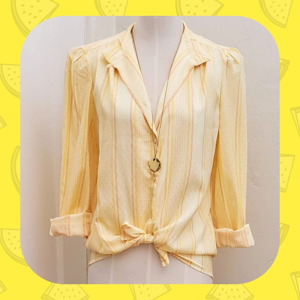 Gorgeous Yellow Vintage Button Down Blouse